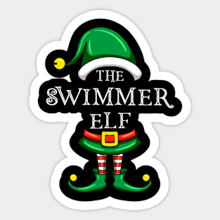 The Swimmer Elf Matching Family Christmas Pajama Sticker